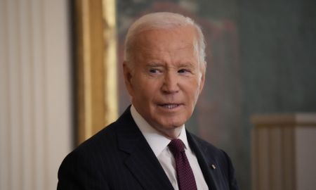 Washington DC USA - November 13, 2024 - President Biden addresses the Classroom to Careers education summit in the White House East Room.